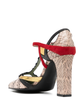 Multicolour Leather T-Strap Heels