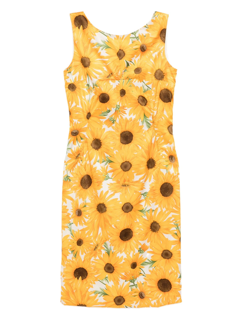 Dolce & Gabbana Yellow dress with sunflower pattern on a white background