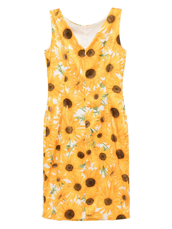 Dolce & Gabbana Yellow dress with sunflower pattern on a white background