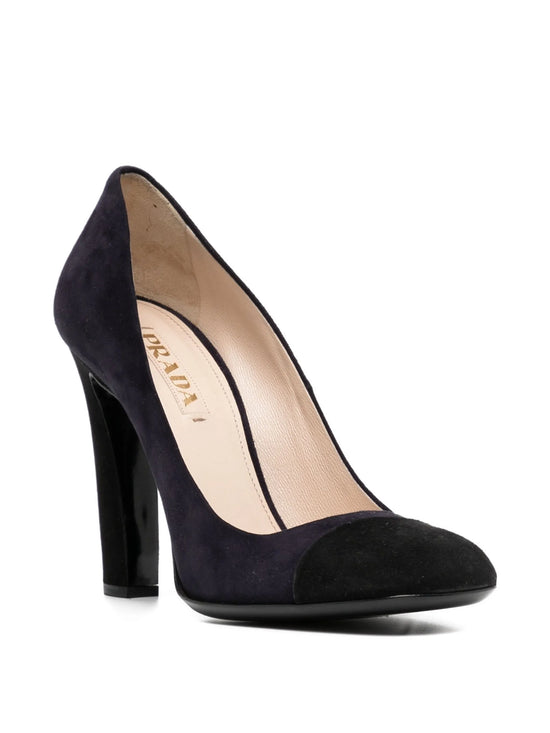 Black Suede Square Toe Pumps