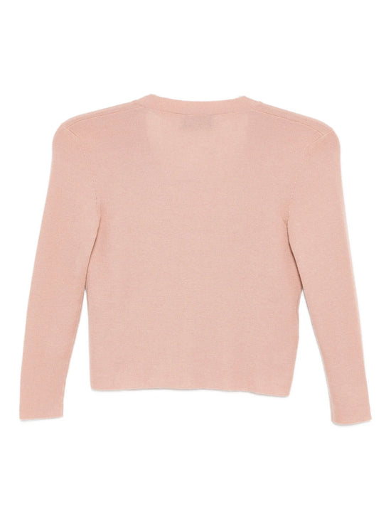 Pink Cropped Knit Cardigan
