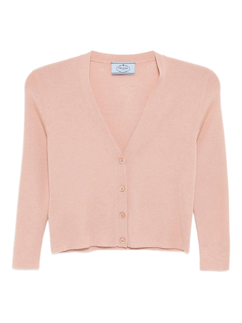 Pink Cropped Knit Cardigan