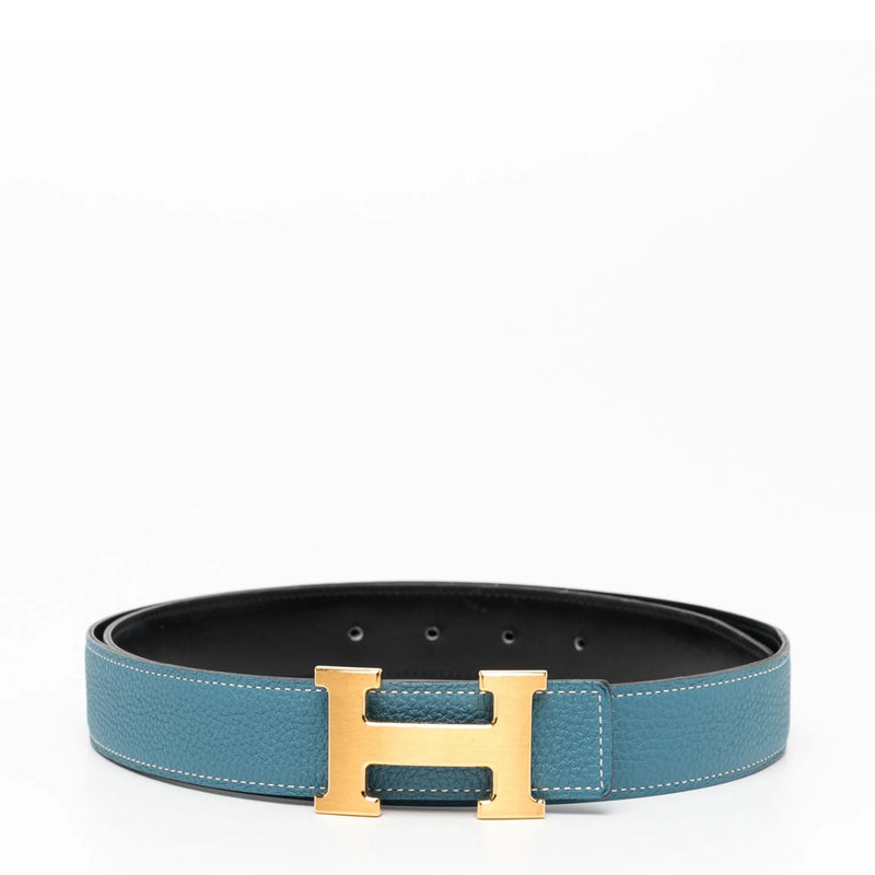 H Buckle Reversible Leather Belt GHW