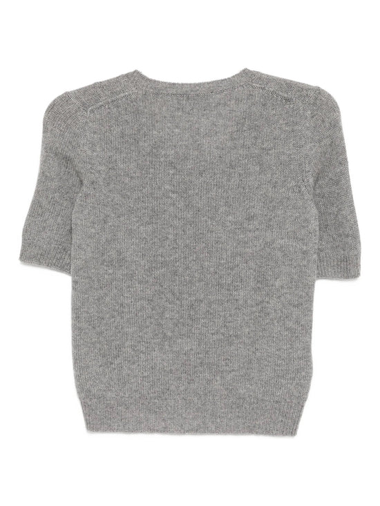 Grey Short-Sleeve Knit Top