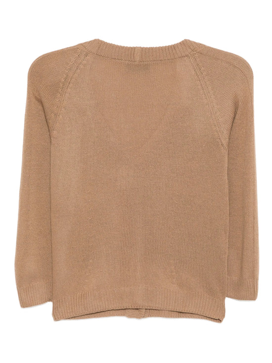 Beige Cropped Knit Cardigan