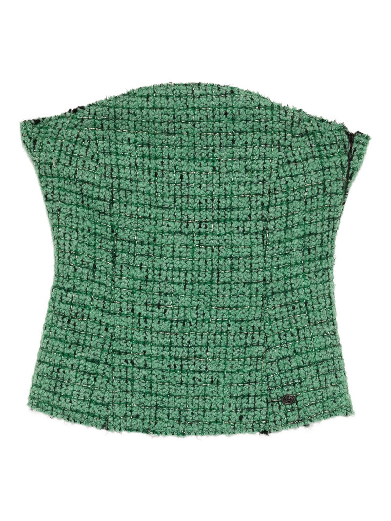 Tweed Strapless Green Top