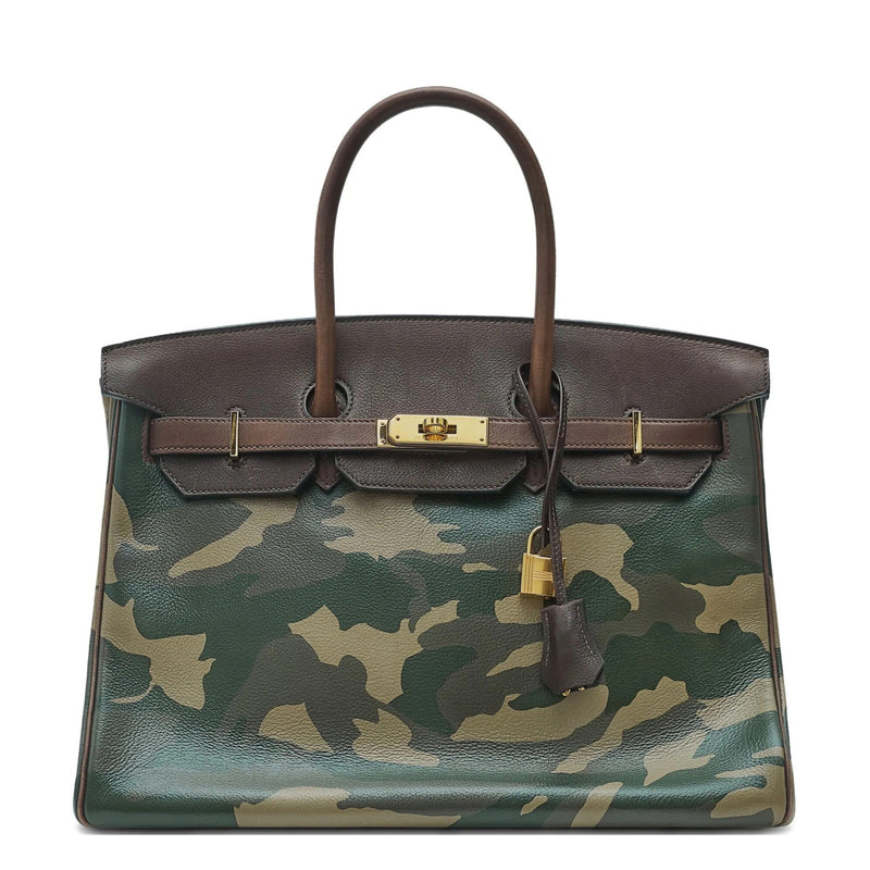 Birkin 35 Customised Camouflage Ebene GHW