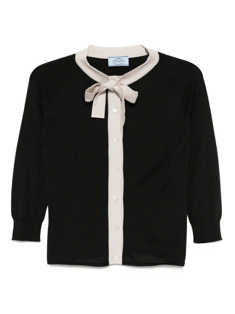 Tie-Neck Cardigan Black