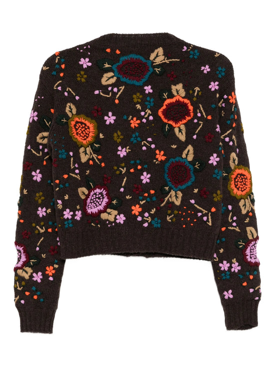 Embroidered Shetland Floral Cardigan