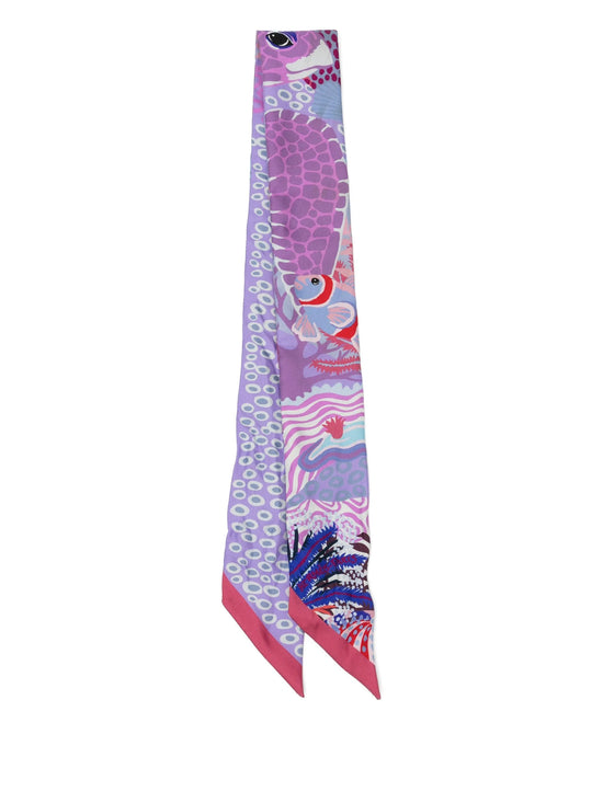Silk Under The Waves Twilly Framboise Parme Rouge