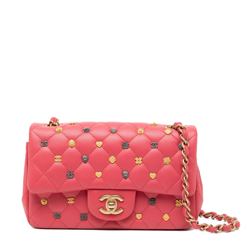 Chanel Classic Studded Flap Bag in Pink