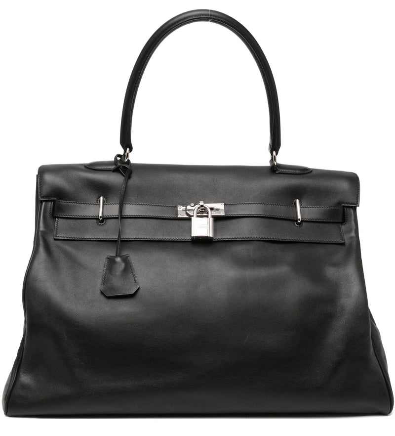 Hermès Kelly Relax 50 Swift PHW in Black