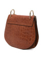 Brown Embossed Drew Shoulder Bag