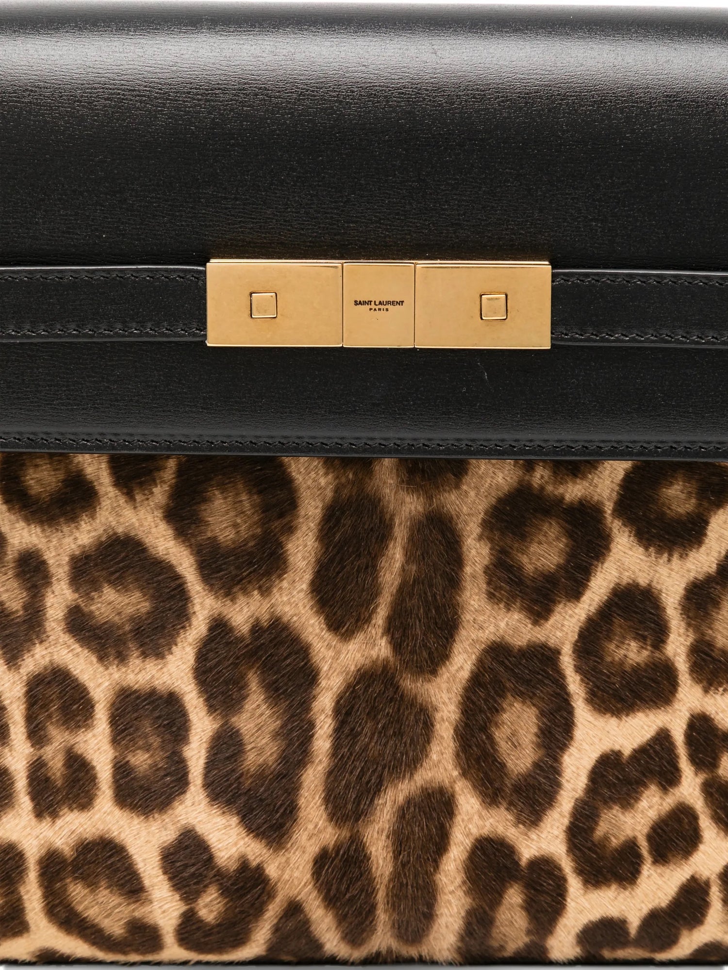 Saint Laurent Printed Manhattan Small Shoulder Bag GHW in leopard print