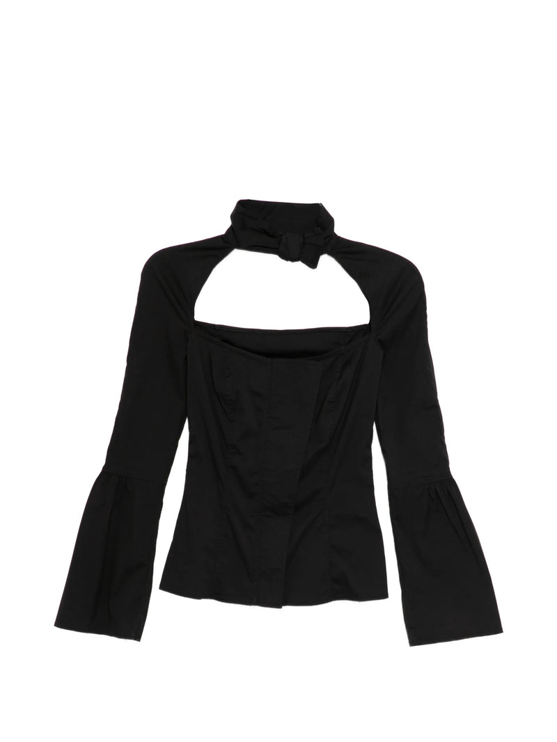 FW 2004 Black Square Cutout Blouse