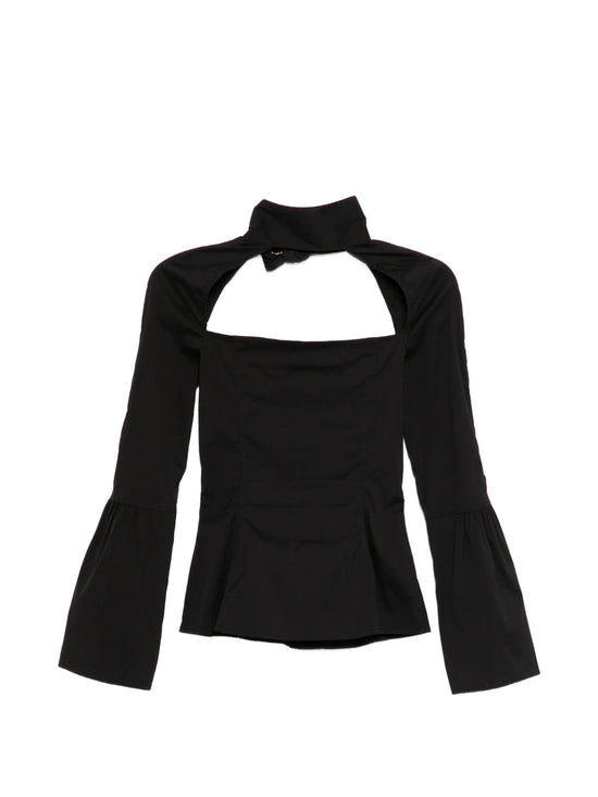 FW 2004 Black Square Cutout Blouse