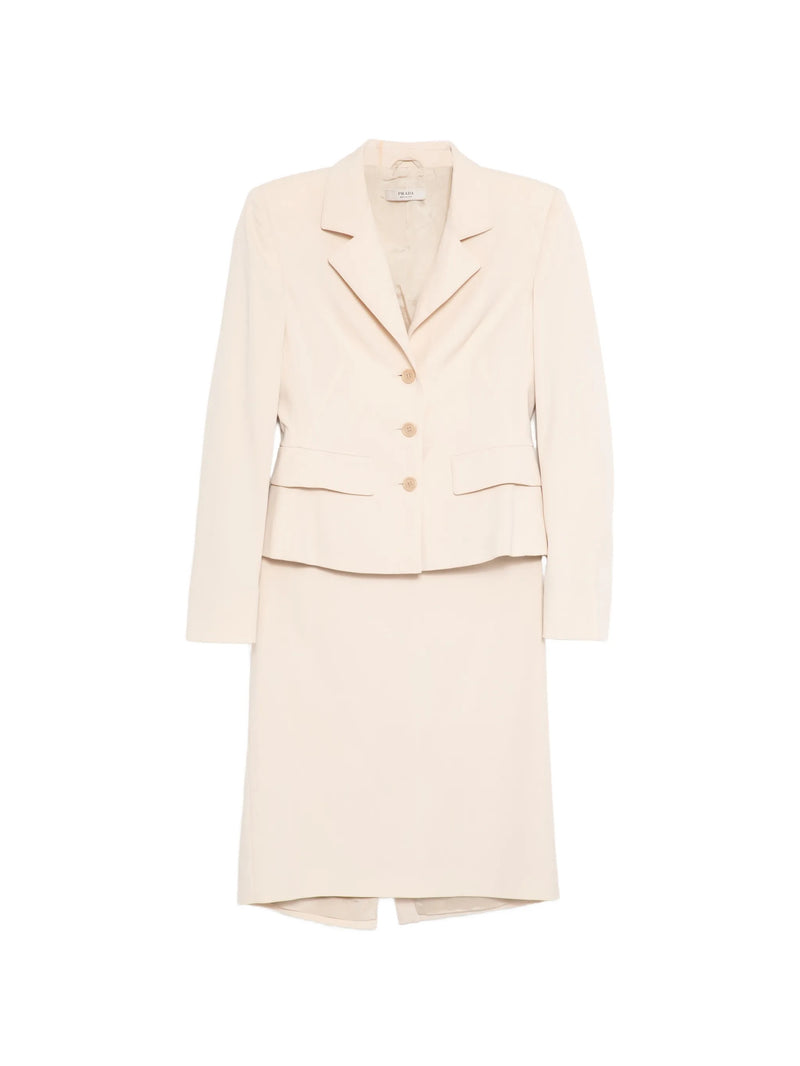 Cream Blazer & Skirt Suit Set