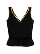 Prada V-Neck Top with Gold Trim in black