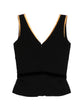 Prada V-Neck Top with Gold Trim in black