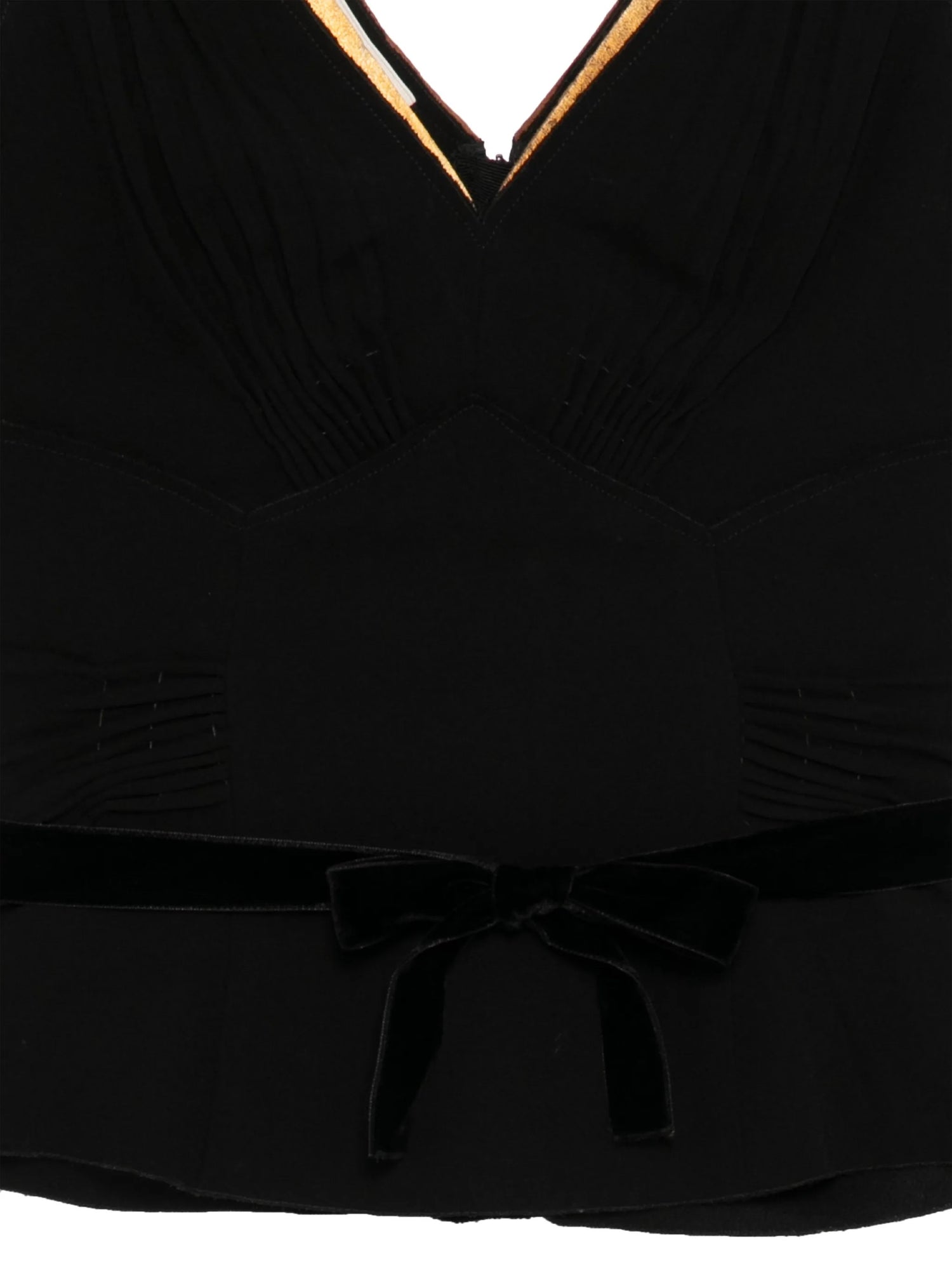 Prada V-Neck Top with Gold Trim in black