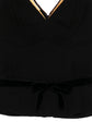 Prada V-Neck Top with Gold Trim in black