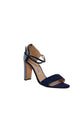 Manolo Blahnik Blue and White Zigzag Block Heel