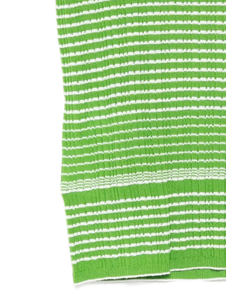 Green Textured Short Sleeve Knit Top - view 3