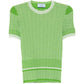 Green Textured Short Sleeve Knit Top - Prada