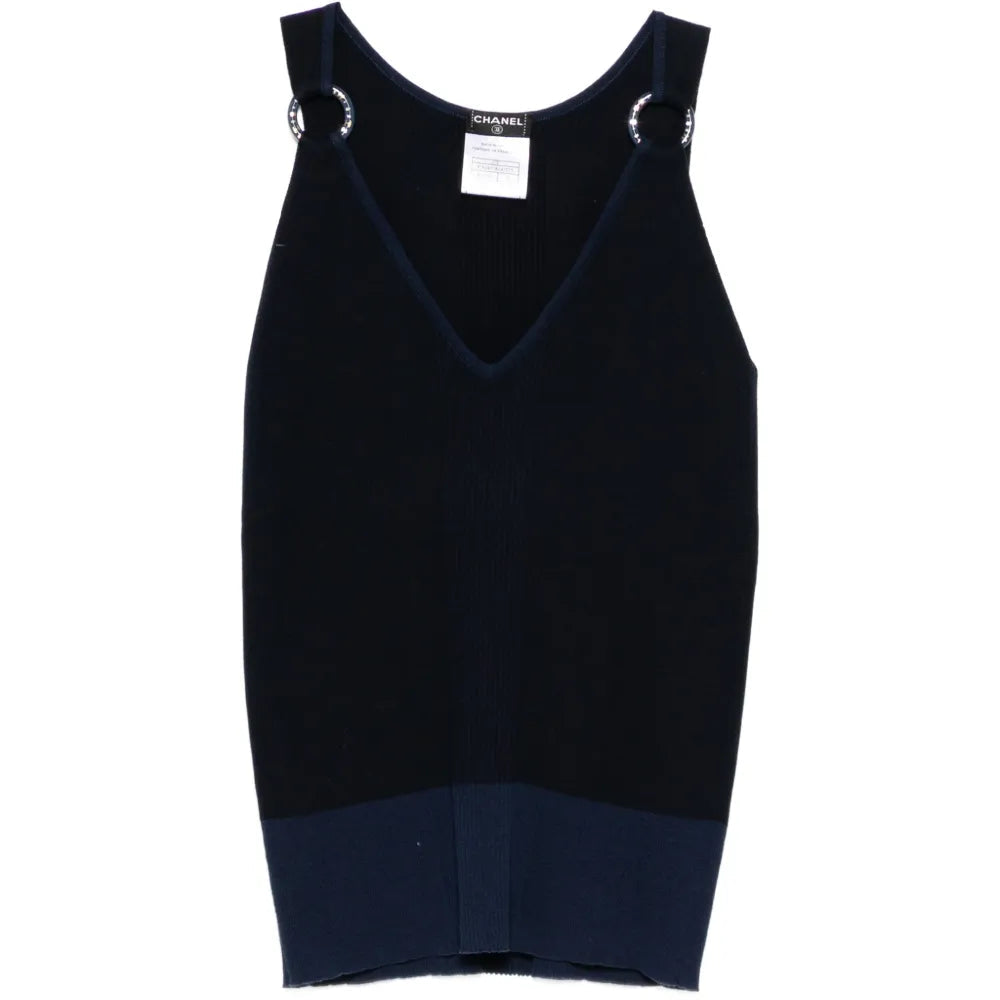 Navy Ring Detail Tank Top - CHANEL