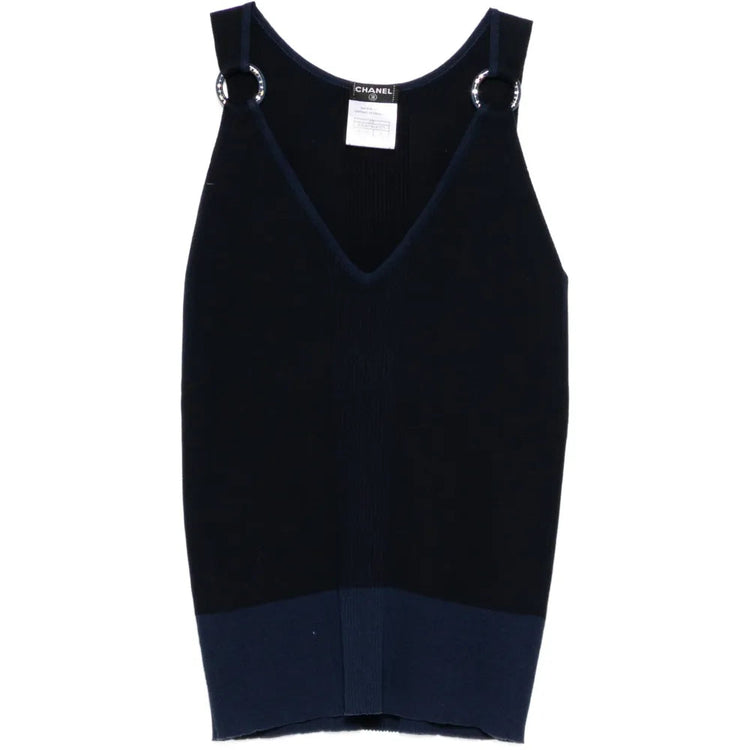 Navy Ring Detail Tank Top - CHANEL