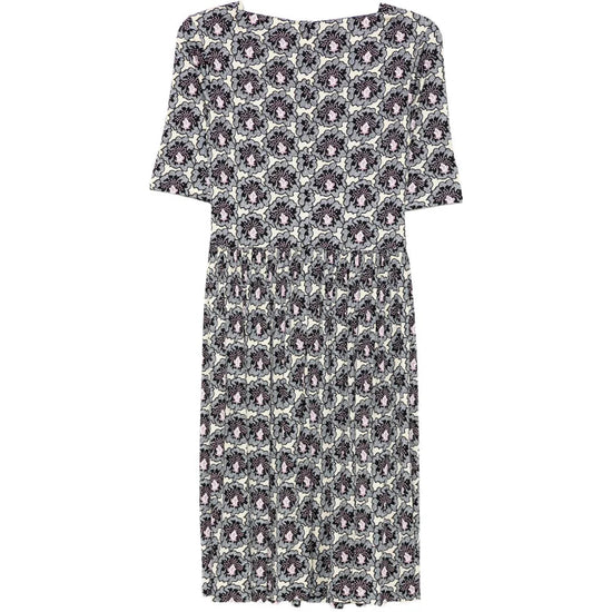 Printed Silk Gathered Dress