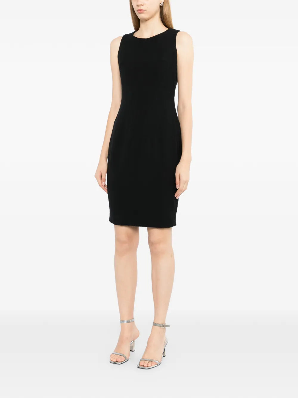 Black Wool Sleeveless Sheath Dress - view 3