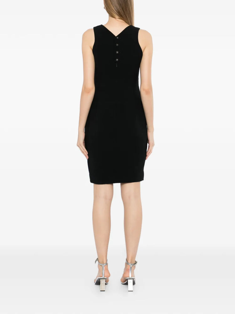 Black Wool Sleeveless Sheath Dress - view 4
