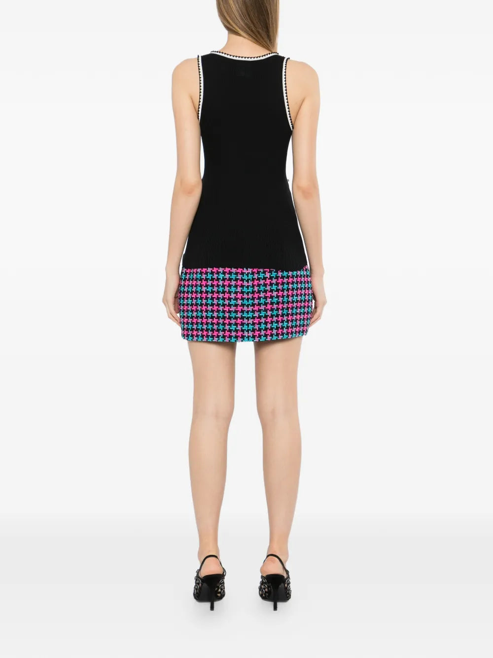 Black Ribbed Knit Contrast Tank Top - view 4