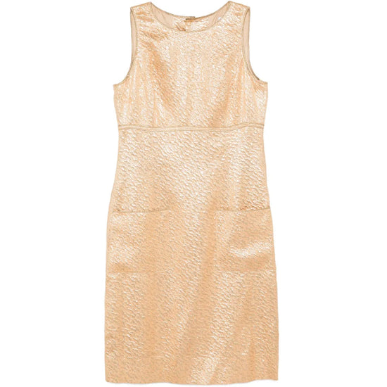 1996 Sleeveless Gold Brocade Shift Dress - CHANEL