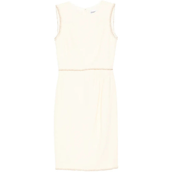 Sleeveless Cream Wool Tweed Dress - CHANEL