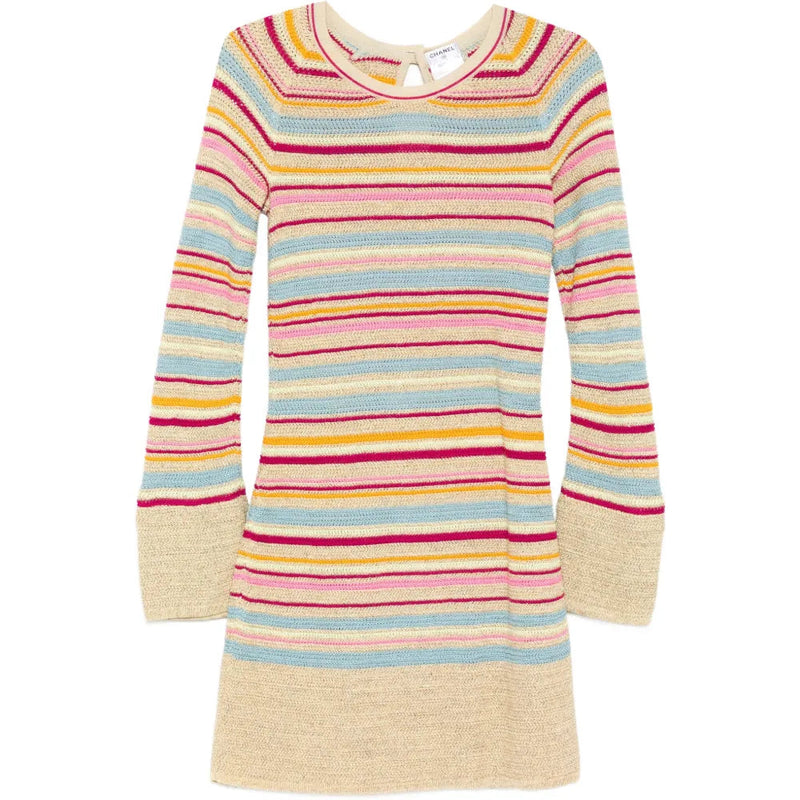 Resort 2011 Striped Crochet-Knit Dress - CHANEL