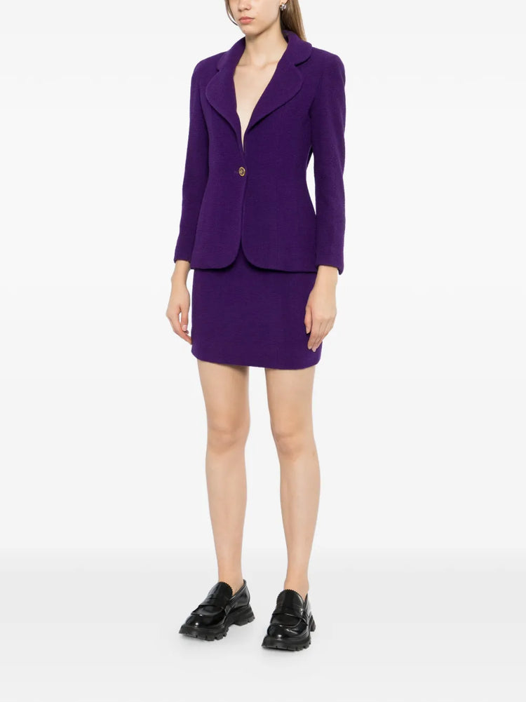 Purple Single-Breasted Tweed Suit Set - view 3