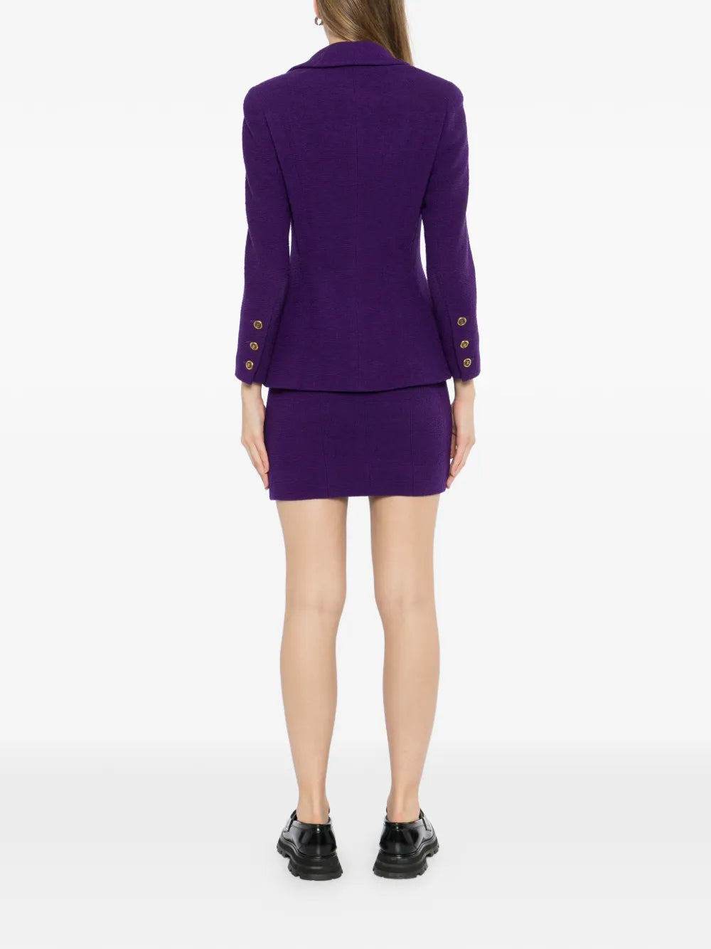 Purple Single-Breasted Tweed Suit Set - view 4