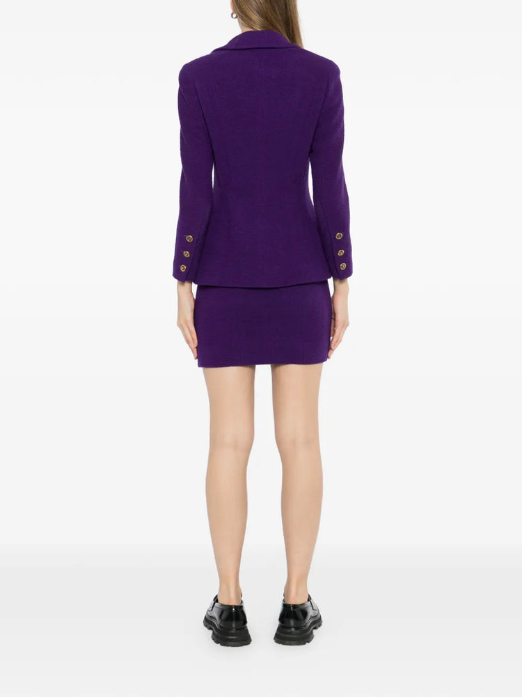 Purple Single-Breasted Tweed Suit Set - view 4
