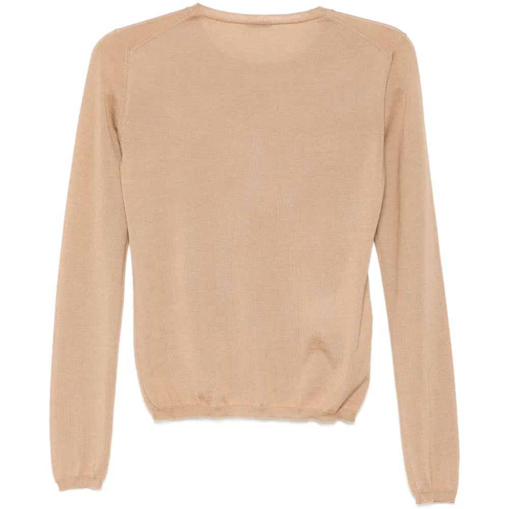 Beige Crew Neck Knit Sweater - view 2