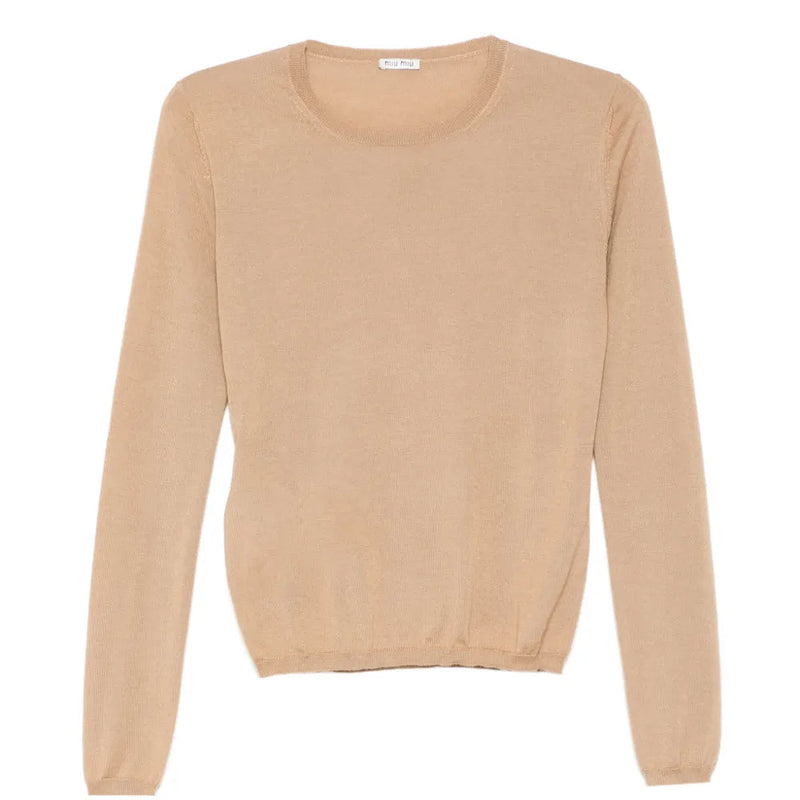 Beige Crew Neck Knit Sweater - Prada