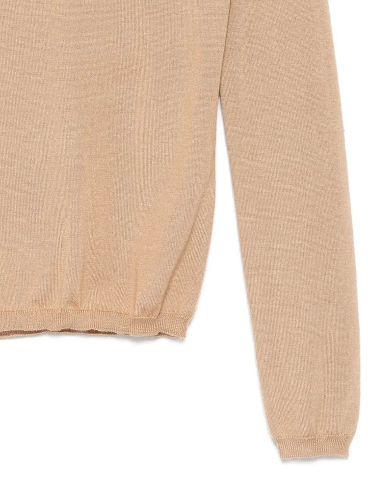 Beige Crew Neck Knit Sweater - view 3