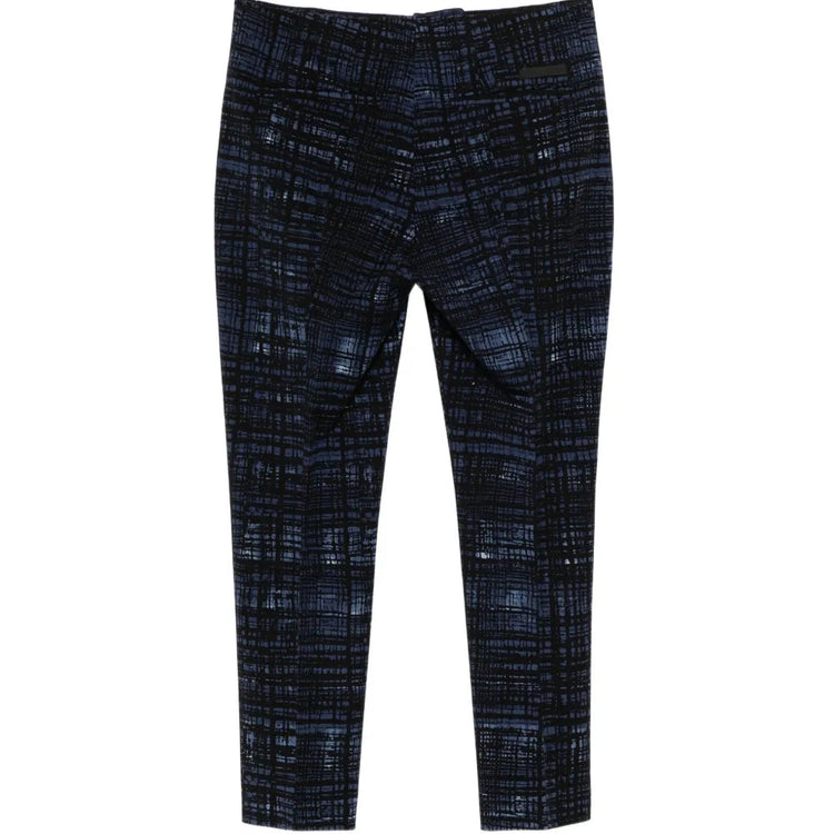 Blue Abstract Print Tailored Trousers - view 2