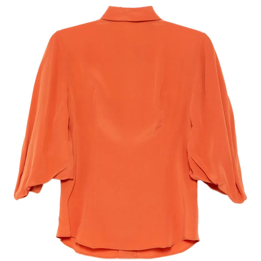 Coral Silk Shirt with Tie Detail - view 2