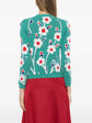 2015 Green Floral Cashmere Knit Cardigan - view 4
