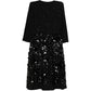 Black Sequined V-Neck Midi Dress