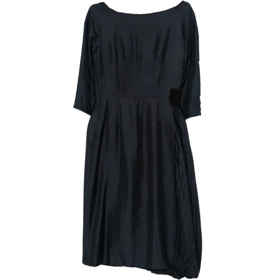 Charcoal Silk Pleated Dress