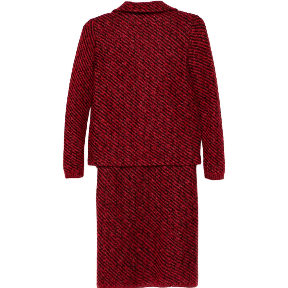 Red Textured Knit Three-Piece Set - view 2