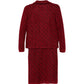 Red Textured Knit Three-Piece Set - view 2
